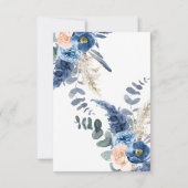 赤ちゃんシャワーの青とタンの葉ベビー開花 招待状 (裏面)