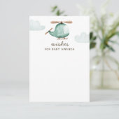 赤ちゃんシャワーの願い&アドバイス。水色ヘリコプタ エンクロージャーカード (スタンド正面)