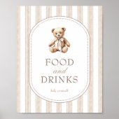 赤ちゃんシャワーの食べ物&ドリンクの看板を真摯に待つ ポスター (正面)