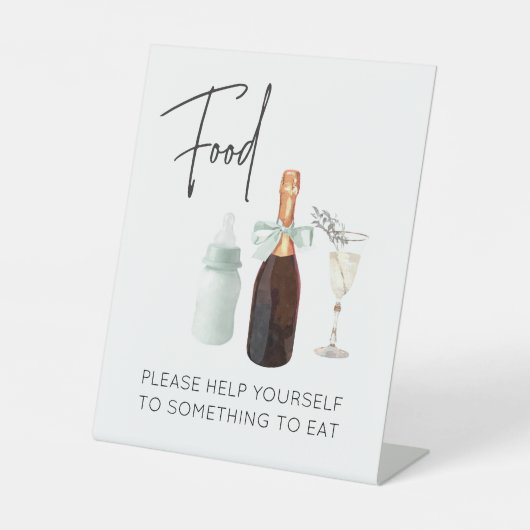 赤ちゃんシャワーの食品の看板グリーンsip&参照 台座サイン (正面)