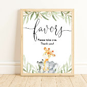 赤ちゃんシャワーはサファリの緑の動物を好む ポスター