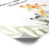 赤ちゃんシャワーはサファリの緑の動物を好む ポスター (角)