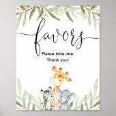 赤ちゃんシャワーはサファリの緑の動物を好む ポスター (正面)