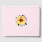 赤ちゃんシャワーひまわりピンクパーソナライズされたフローラ ゲストブック (裏面)