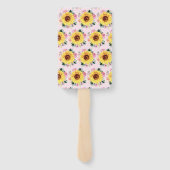 赤ちゃんシャワーひまわりピンクパーソナライズされたフローラ ハンドファン (裏面)