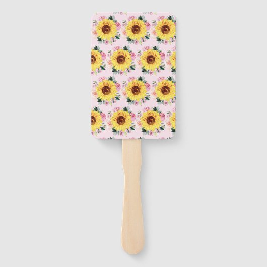 赤ちゃんシャワーひまわりピンクパーソナライズされたフローラ ハンドファン (裏面)