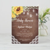 赤ちゃんシャワーひまわりレースのメイソンジャイルライト 招待状 (スタンド正面)