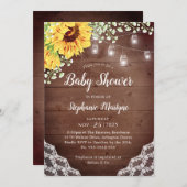 赤ちゃんシャワーひまわりレースのメイソンジャイルライト 招待状 (正面/裏面)