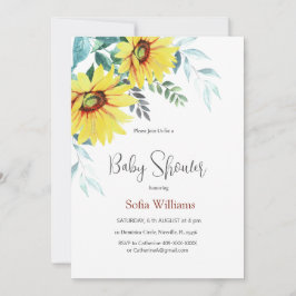 赤ちゃんシャワーひまわり付き招待カード。 招待状