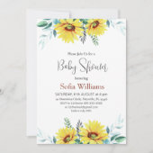 赤ちゃんシャワーひまわり付き招待カード。 招待状 (正面)