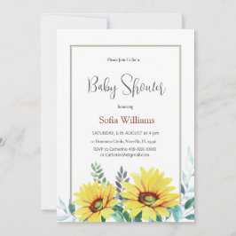 赤ちゃんシャワーひまわり付き招待カード。 招待状