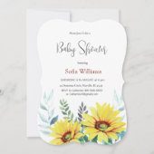 赤ちゃんシャワーひまわり付き招待カード。 招待状 (正面)