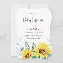 赤ちゃんシャワーひまわり付き招待カード。 招待状