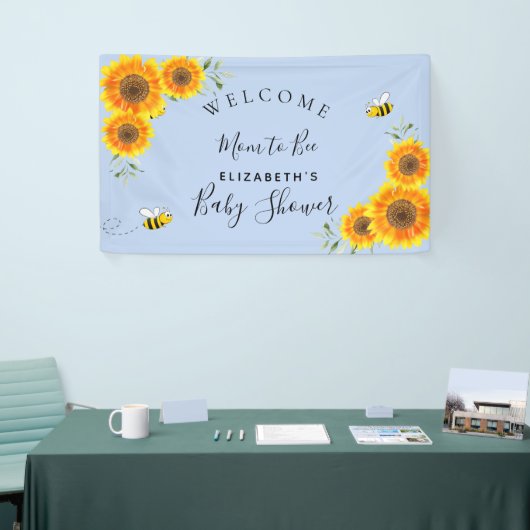 赤ちゃんシャワーひまわり男の子の青ママ素朴に 横断幕 (トレードショー)