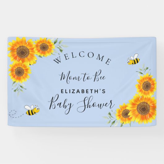 赤ちゃんシャワーひまわり男の子の青ママ素朴に 横断幕 (横)