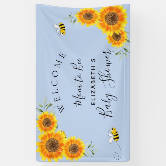 赤ちゃんシャワーひまわり男の子の青ママ素朴に 横断幕 (縦)