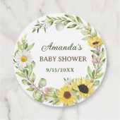 赤ちゃんシャワーひまわり種子を振りかける私を成長する見る フェイバータグ (裏面)