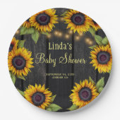 赤ちゃんシャワーひまわり素朴な納屋 ペーパープレート (正面)