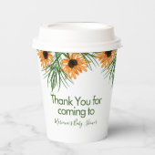 赤ちゃんシャワーひまわり緑ありがとう 紙コップ (正面)