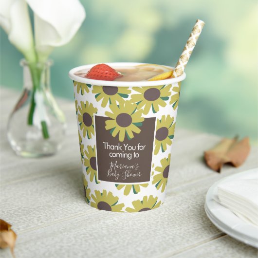 赤ちゃんシャワーひまわり緑のパターン 紙コップ (インサイチュ)