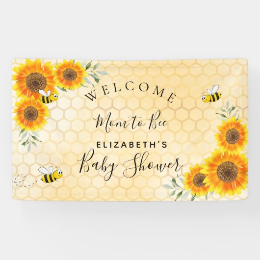 赤ちゃんシャワーひまわり花ハニカムママへ 横断幕 (横)