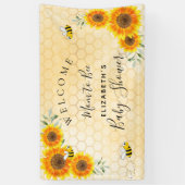 赤ちゃんシャワーひまわり花ハニカムママへ 横断幕 (縦)