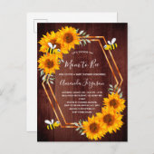 赤ちゃんシャワーひまわり茶色のミツバチの招待 ポストカード (正面/裏面)