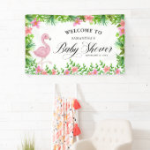 赤ちゃんシャワーへようこそピンクのフラミンゴ 横断幕 (インサイチュ)