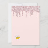 赤ちゃんシャワーほこりっぽいバラ金ゴールドグリッターママbee 招待状 (裏面)