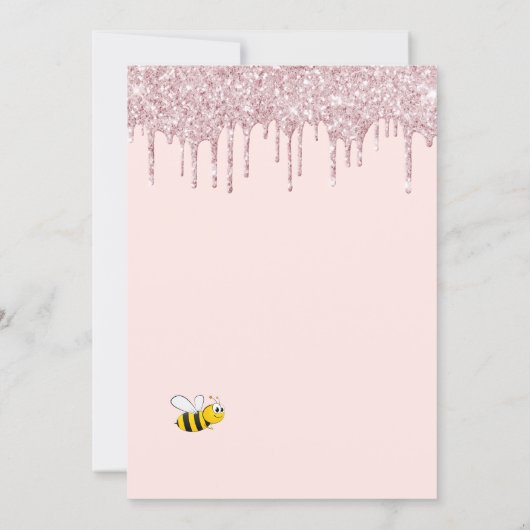 赤ちゃんシャワーほこりっぽいバラ金ゴールドグリッターママbee 招待状 (裏面)