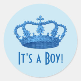 赤ちゃんシャワーまたはアナウンスヴィンテージブルークラウンA04 ラウンドシール
