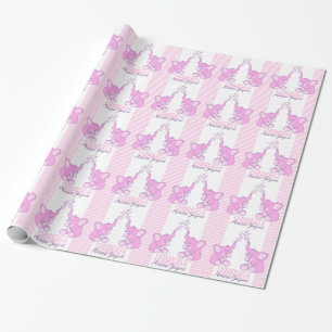 赤ちゃんシャワーまたは誕生のgoddaughter name pink wrap ラッピングペーパー