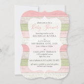 赤ちゃんシャワーみすぼらしいピンク&セージ緑素朴の木 招待状 (正面)