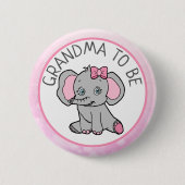 赤ちゃんシャワーをテーマにしたピンクの象 缶バッジ (正面)