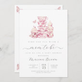 赤ちゃんシャワーをママと一緒にお茶 招待状 (正面/裏面)