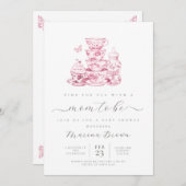 赤ちゃんシャワーをママと一緒にお茶 招待状 (正面/裏面)