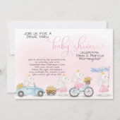 赤ちゃんシャワーを介したピンクバニーパレードドライブ 招待状 (正面)