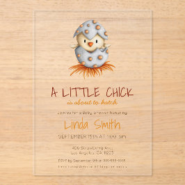 赤ちゃんシャワーを孵化させようとしている可愛い鳥 アクリル招待状