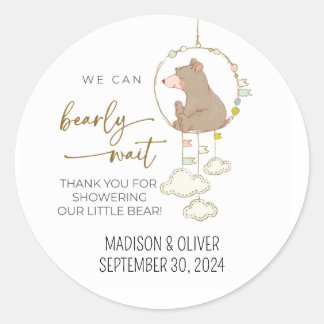 赤ちゃんシャワーを待つことができるステッカーありがとう ラウンドシール