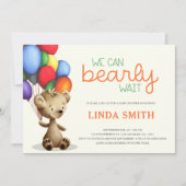 赤ちゃんシャワーを待つことができるテディベア風船 招待状 (正面)