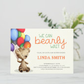 赤ちゃんシャワーを待つことができるテディベア風船 招待状 (スタンド正面)