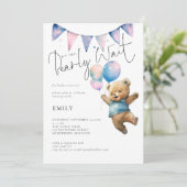 赤ちゃんシャワーを待つことができるテディベア風船 招待状 (スタンド正面)