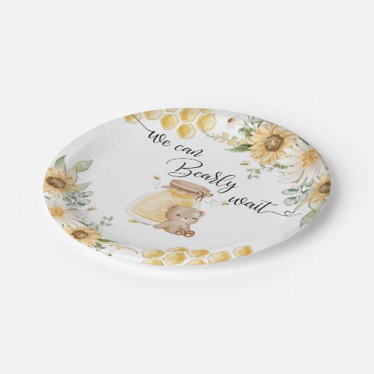 赤ちゃんシャワーを待つことができるヒマワリの蜂蜜 ペーパープレート (アングル)