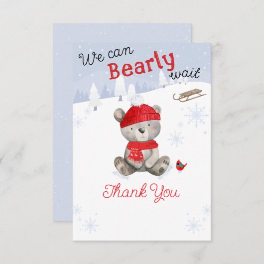 赤ちゃんシャワーを待つのは心底良い サンキューカード (正面/裏面)