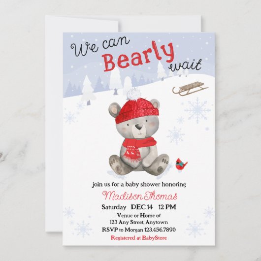 赤ちゃんシャワーを待つのは心底良い 招待状 (正面)