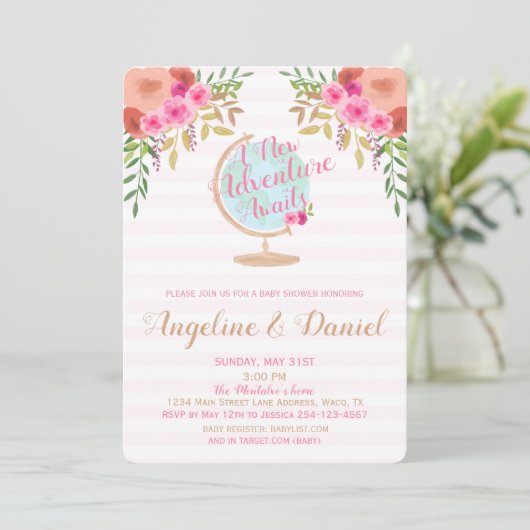 赤ちゃんシャワーを待つ新しい冒険招待状 招待状 (スタンド正面)