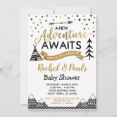赤ちゃんシャワーを待つ新しい冒険招待状 招待状 (正面)