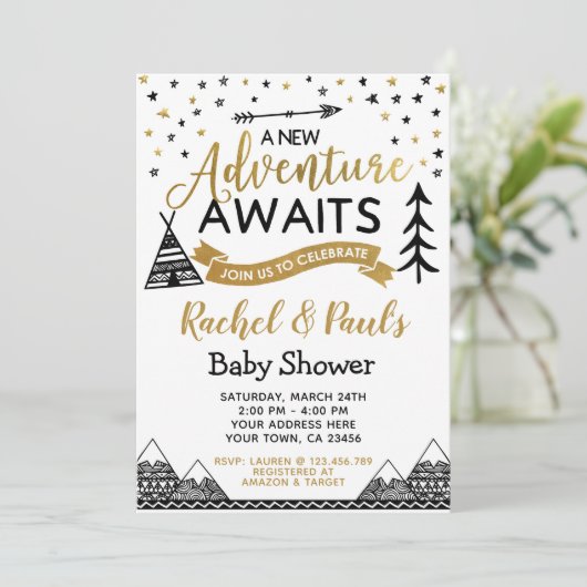 赤ちゃんシャワーを待つ新しい冒険招待状 招待状 (スタンド正面)
