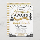 赤ちゃんシャワーを待つ新しい冒険招待状 招待状 (正面/裏面)