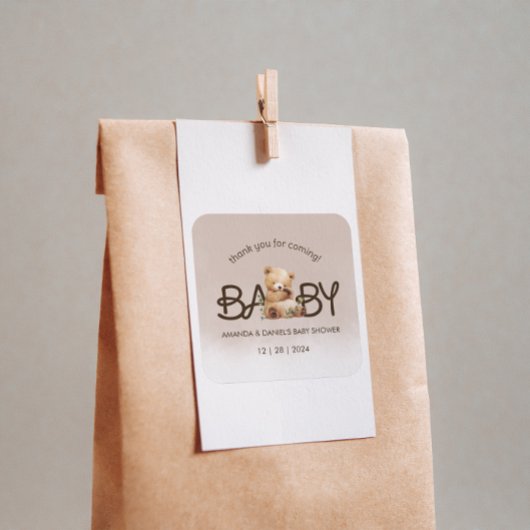 赤ちゃんシャワーを待てよ スクエアシール